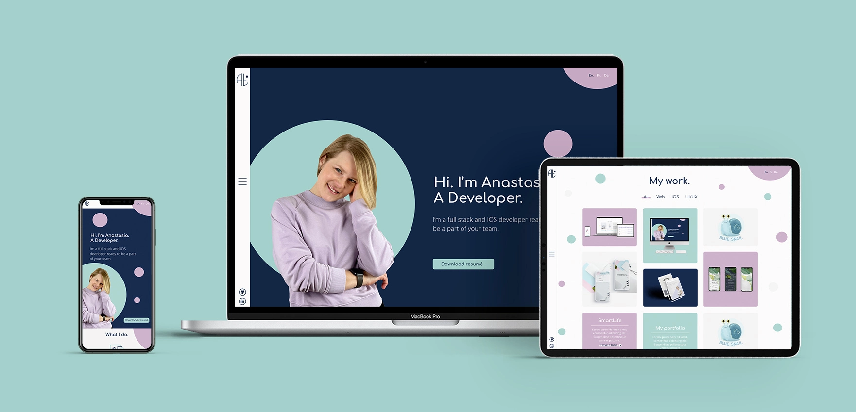 Page d’accueil du portfolio React